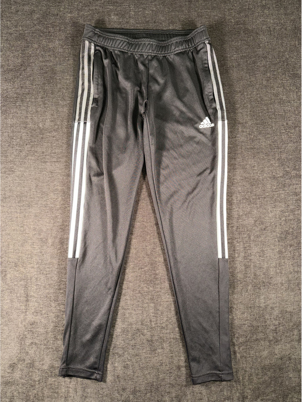 Adidas Black Track Pants with White Stripes and Logo